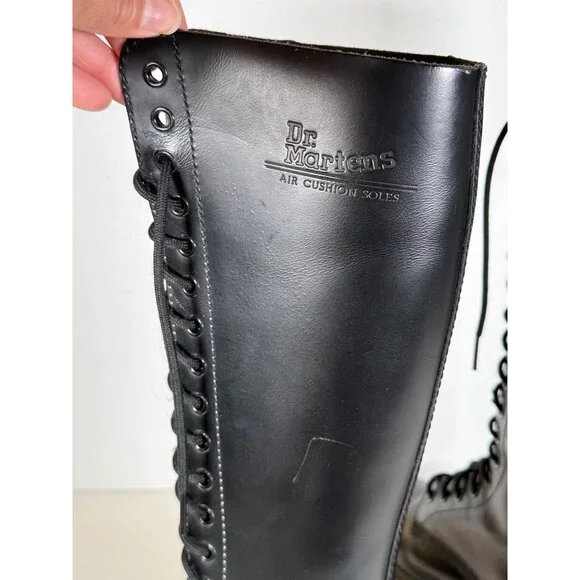 Dr. Martens 11300 Black Leather Tall Combat Boots 20 Eyelet Unisex - Picture 15 of 15